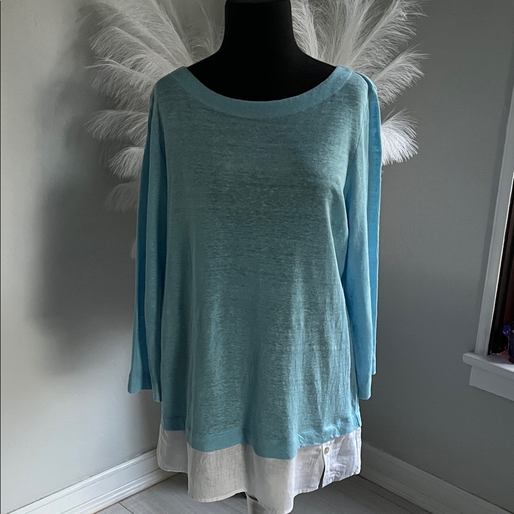 Light Blue Scoop Neck Women's Sweater